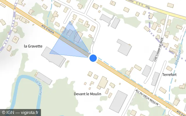 Vue plan de l'emplacement du radar tourelle à Lafox sur Route d'Agen / D 813