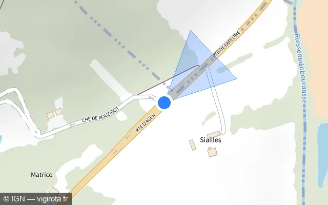 Vue plan de l'emplacement du radar tourelle à Laplume sur Route d'Agen / D 931