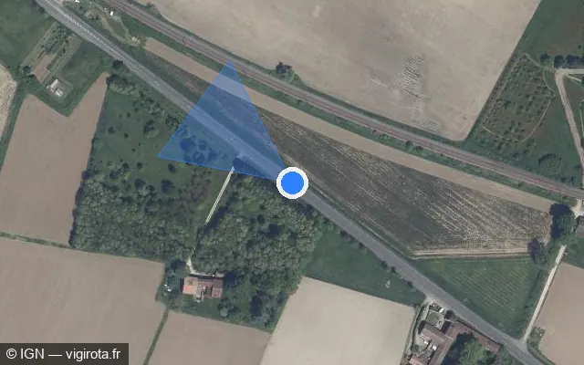 Vue satellite de l'emplacement du radar tourelle à Port-Sainte-Marie sur D 813