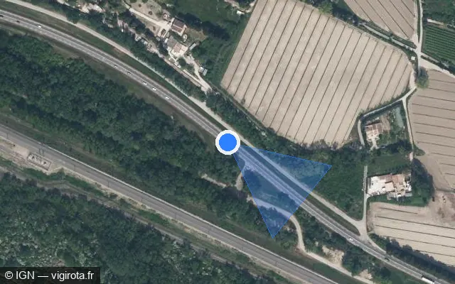 Vue satellite de l'emplacement du radar tourelle à Caumont-sur-Durance sur D 900