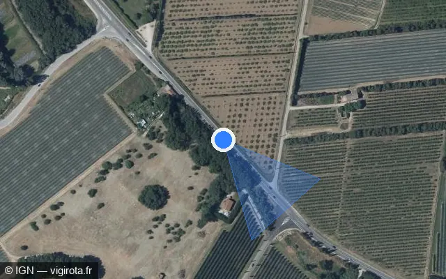 Vue satellite de l'emplacement du radar tourelle à Cabannes sur Route d'Avignon / D 973