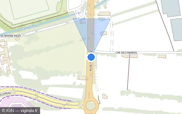 Vue plan de l'emplacement du radar tourelle à Rognonas sur Avenue de Tarascon