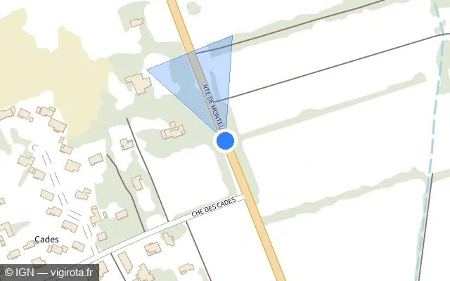 Vue plan de l'emplacement du radar tourelle à Velleron sur Route de Monteux / D 31