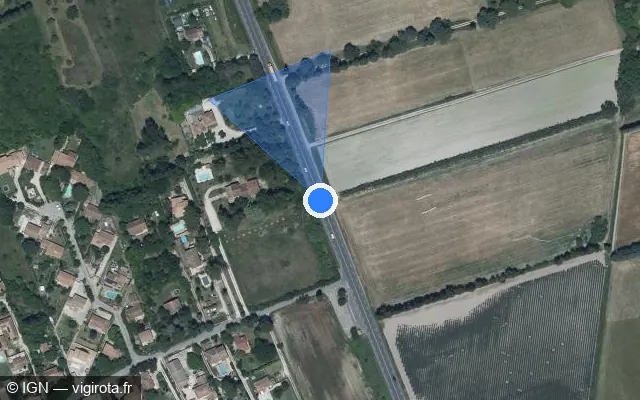 Vue satellite de l'emplacement du radar tourelle à Velleron sur Route de Monteux / D 31