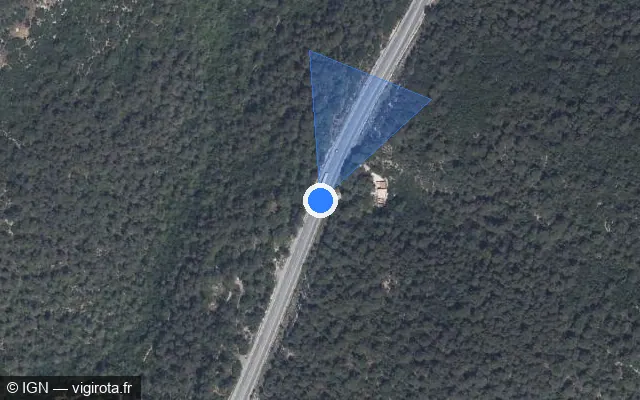 Vue satellite de l'emplacement du radar tourelle à Rocbaron sur D 43