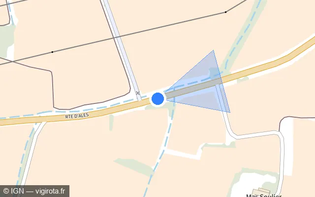Vue plan de l'emplacement du radar tourelle à Sabran sur Route d'Alès / D 6
