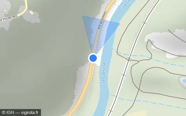 Vue plan de l'emplacement du radar tourelle à Cornil sur Route de Bonnel / D 1089