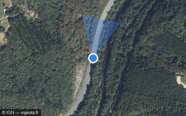 Vue satellite de l'emplacement du radar tourelle à Cornil sur Route de Bonnel / D 1089