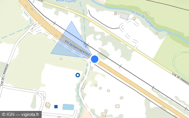 Vue plan de l'emplacement du radar tourelle à Brignoles sur D 43