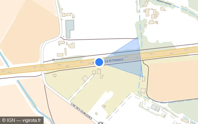 Vue plan de l'emplacement du radar tourelle à Hyères sur D 98 / Voie Olbia
