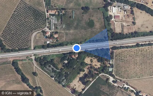 Vue satellite de l'emplacement du radar tourelle à Hyères sur D 98 / Voie Olbia