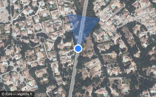 Vue satellite de l'emplacement du radar tourelle à Forcalqueiret sur D 43