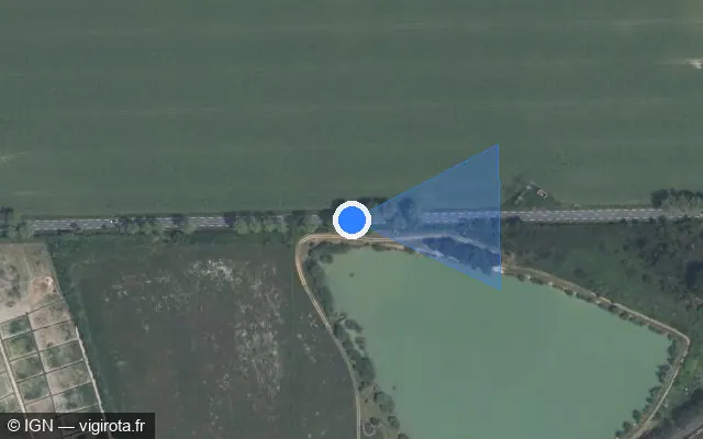 Vue satellite de l'emplacement du radar tourelle à Senillé-Saint-Sauveur sur D 725