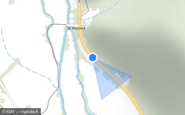 Vue plan de l'emplacement du radar tourelle à Saint-Chamant sur D 1120