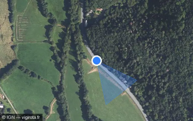 Vue satellite de l'emplacement du radar tourelle à Saint-Chamant sur D 1120