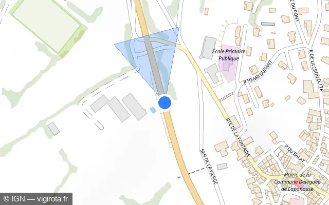 Vue plan de l'emplacement du radar tourelle à Sévérac d'Aveyron sur D 888