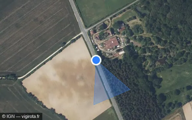Vue satellite de l'emplacement du radar tourelle à Marnay sur D 741