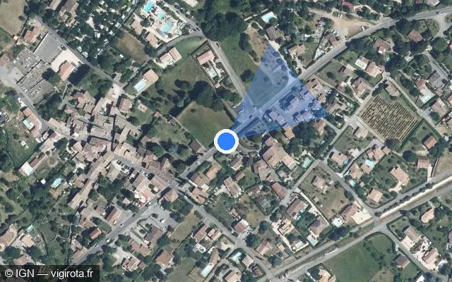 Vue satellite de l'emplacement du radar tourelle à Pradons sur Route de Ruoms / D 579