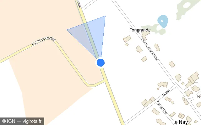 Vue plan de l'emplacement du radar tourelle à Técou sur Rd 964 / D 964