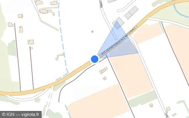 Vue plan de l'emplacement du radar tourelle à Les Arcs sur D N7