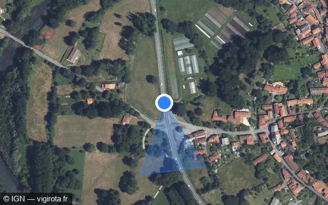 Vue satellite de l'emplacement du radar tourelle à Galié sur N 125