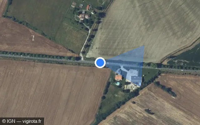 Vue satellite de l'emplacement du radar tourelle à Labastidette sur Route de Rieumes / D 3