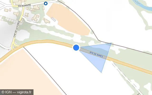 Vue plan de l'emplacement du radar tourelle à Orthoux-Sérignac-Quilhan sur Route de Nîmes / D 999