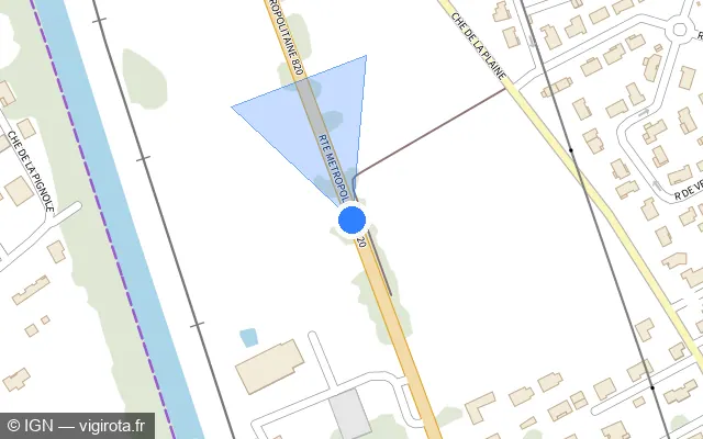 Vue plan de l'emplacement du radar tourelle à Saint-Jory sur Route de Paris / M 820