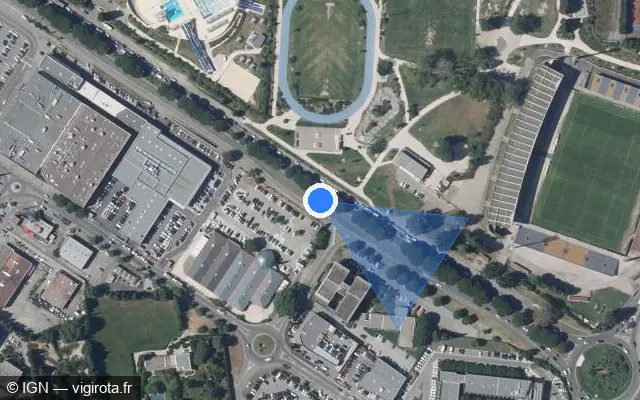 Vue satellite de l'emplacement du radar tourelle à Avignon sur Avenue Pierre Semard / D 907