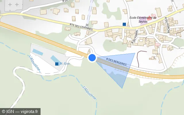 Vue plan de l'emplacement du radar tourelle à Seynes sur D 6