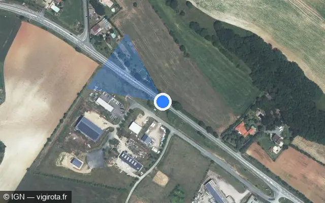Vue satellite de l'emplacement du radar tourelle à Sainte-Croix sur Route de Cordes / D 600
