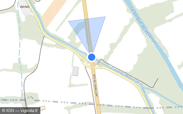 Vue plan de l'emplacement du radar tourelle à Velleron sur D 31