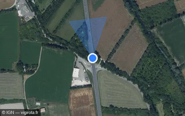 Vue satellite de l'emplacement du radar tourelle à Velleron sur D 31