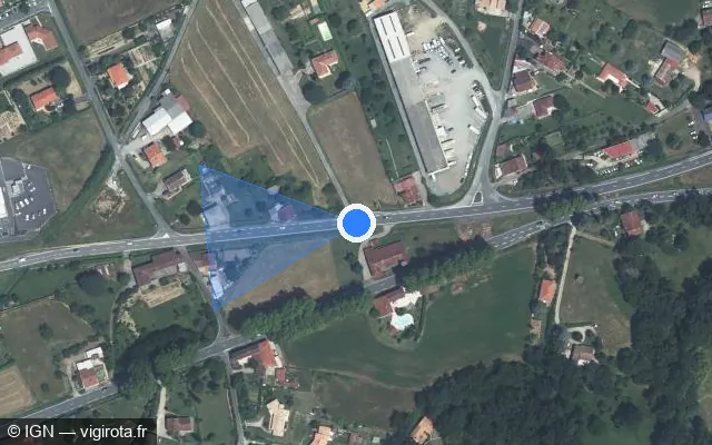Vue satellite de l'emplacement du radar tourelle à Lescure-d'Albigeois sur RN88 - Direction Albi / N 88