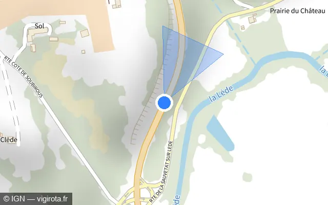 Vue plan de l'emplacement du radar tourelle à Lédat sur N 21
