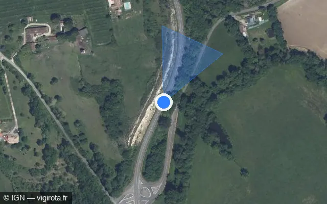 Vue satellite de l'emplacement du radar tourelle à Lédat sur N 21