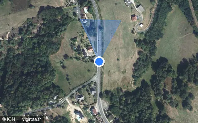 Vue satellite de l'emplacement du radar tourelle à Cosnac sur Route de Meyssac / D 38