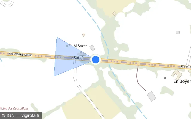 Vue plan de l'emplacement du radar tourelle à Massac-Séran sur D 112