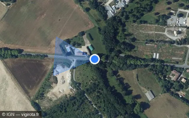 Vue satellite de l'emplacement du radar tourelle à Massac-Séran sur D 112