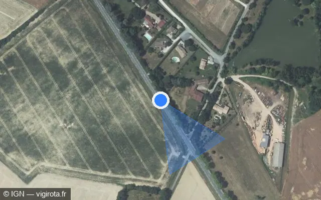 Vue satellite de l'emplacement du radar tourelle à Saint-Lieux-lès-Lavaur sur Route de Lavaur / D 630