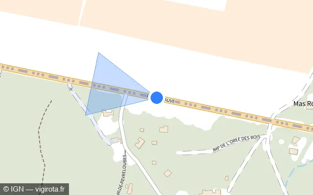 Vue plan de l'emplacement du radar tourelle à Clarensac sur Route de Sauve / D 999