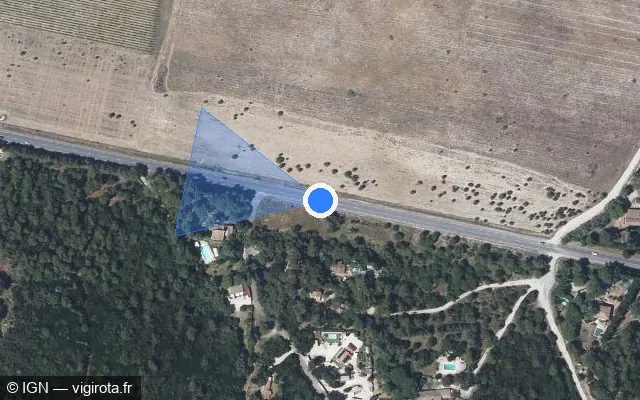 Vue satellite de l'emplacement du radar tourelle à Clarensac sur Route de Sauve / D 999