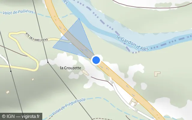 Vue plan de l'emplacement du radar tourelle à Les Salles-du-Gardon sur N 106