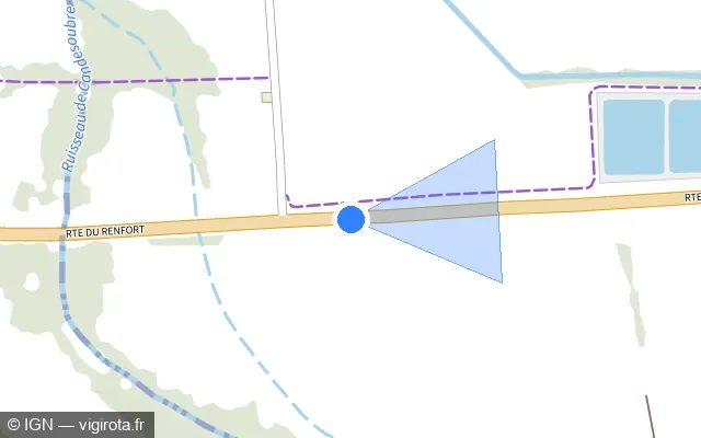 Vue plan de l'emplacement du radar tourelle à Albine sur Route du Renfort / D 612