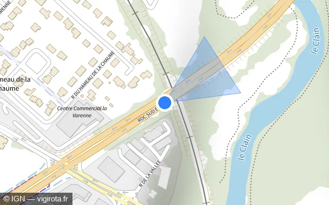 Vue plan de l'emplacement du radar tourelle à Saint-Benoît sur Rocade Ouest / D 162