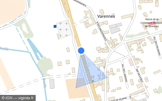 Vue plan de l'emplacement du radar tourelle à Amberre sur Route de Poitiers / D 347