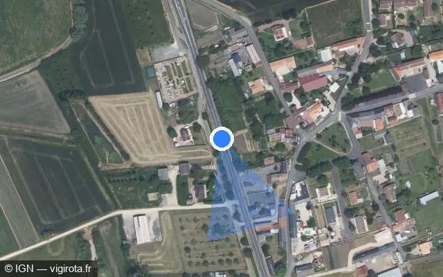 Vue satellite de l'emplacement du radar tourelle à Amberre sur Route de Poitiers / D 347