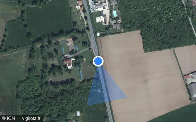 Vue satellite de l'emplacement du radar tourelle à Cuzieu sur Route de Veauche / D 1082