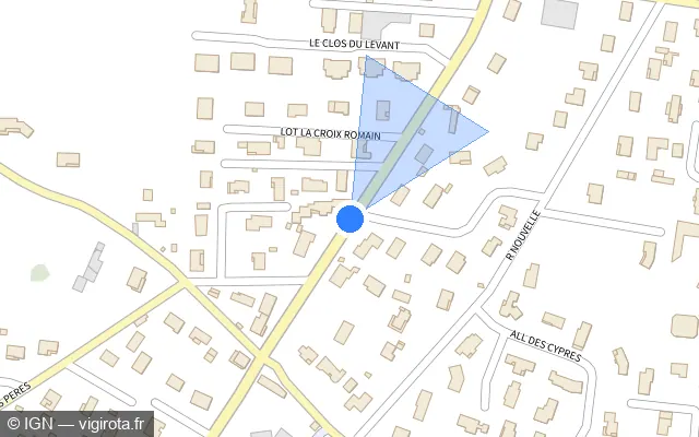 Vue plan de l'emplacement du radar tourelle à Veauche sur Avenue d'Andrézieux