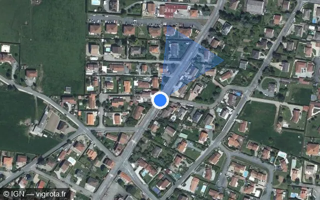 Vue satellite de l'emplacement du radar tourelle à Veauche sur Avenue d'Andrézieux